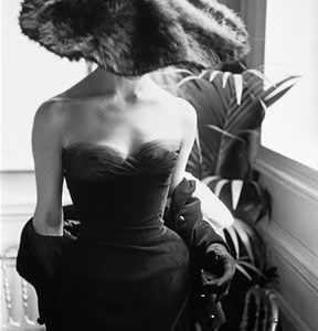 Vintage Dior gown and fur hat (1954)